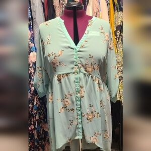 Torrid Mint Floral Button-Down Shirt - NWT